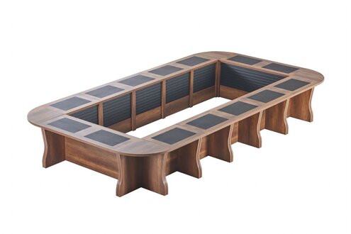 Brown Black Oval Conference Table Office Furniture Modern Wood