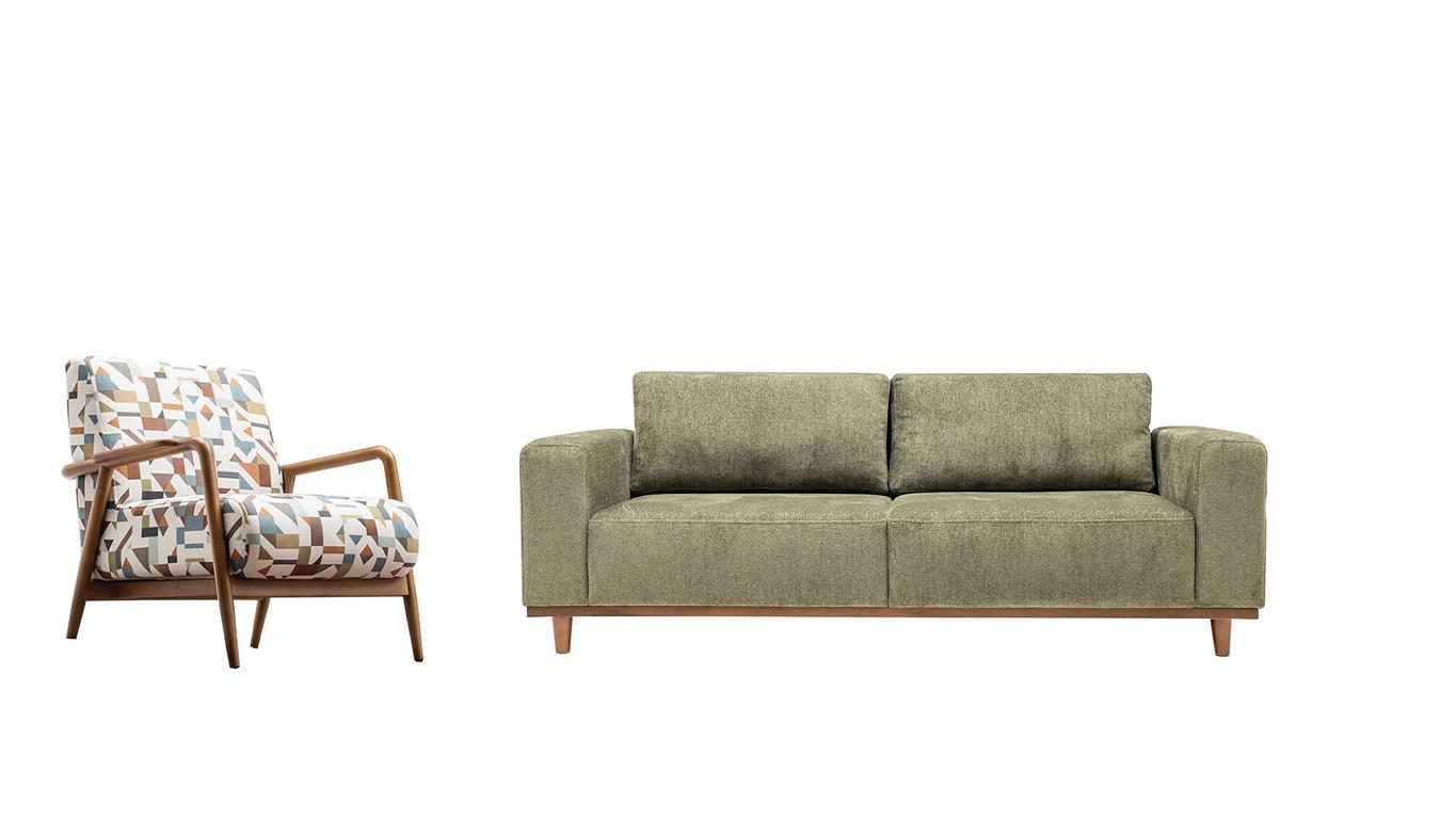 Living landscape sofa couch set seating group lounge upholstery set 3+1