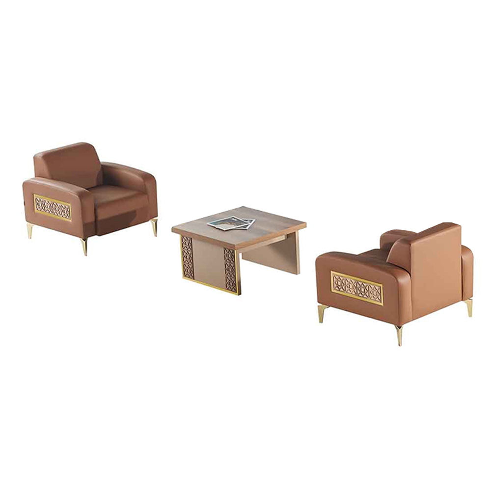 Rectangular Chair Coffee Table Set Brown Modern Armchair Square