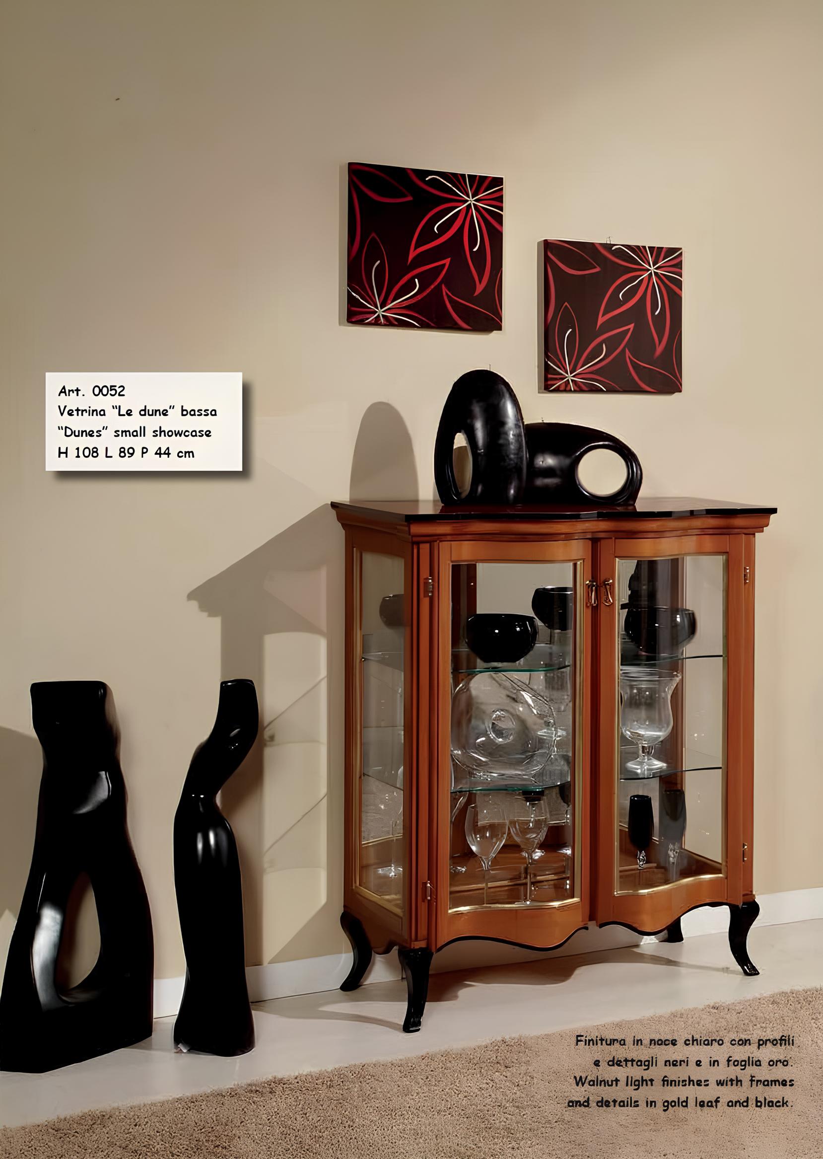 Classic display cabinet glass cupboard showcase wood living room luxury brown sideboard