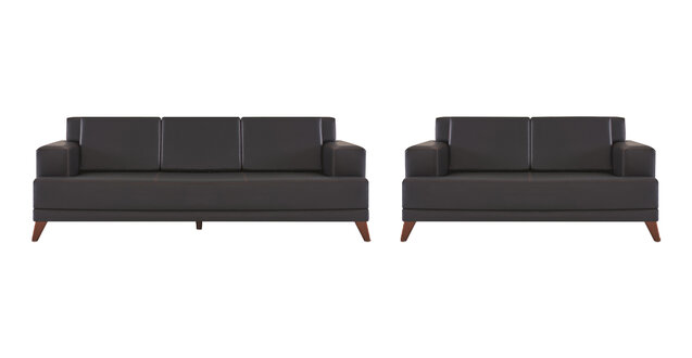 Modern Sofa Set Leather Sofas Black 3-Seater 2-Seater Cushions