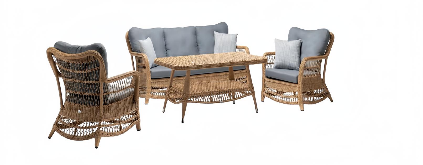 Robust garden rattan set coffee table garden furniture 2x armchairs sofa 3-seater