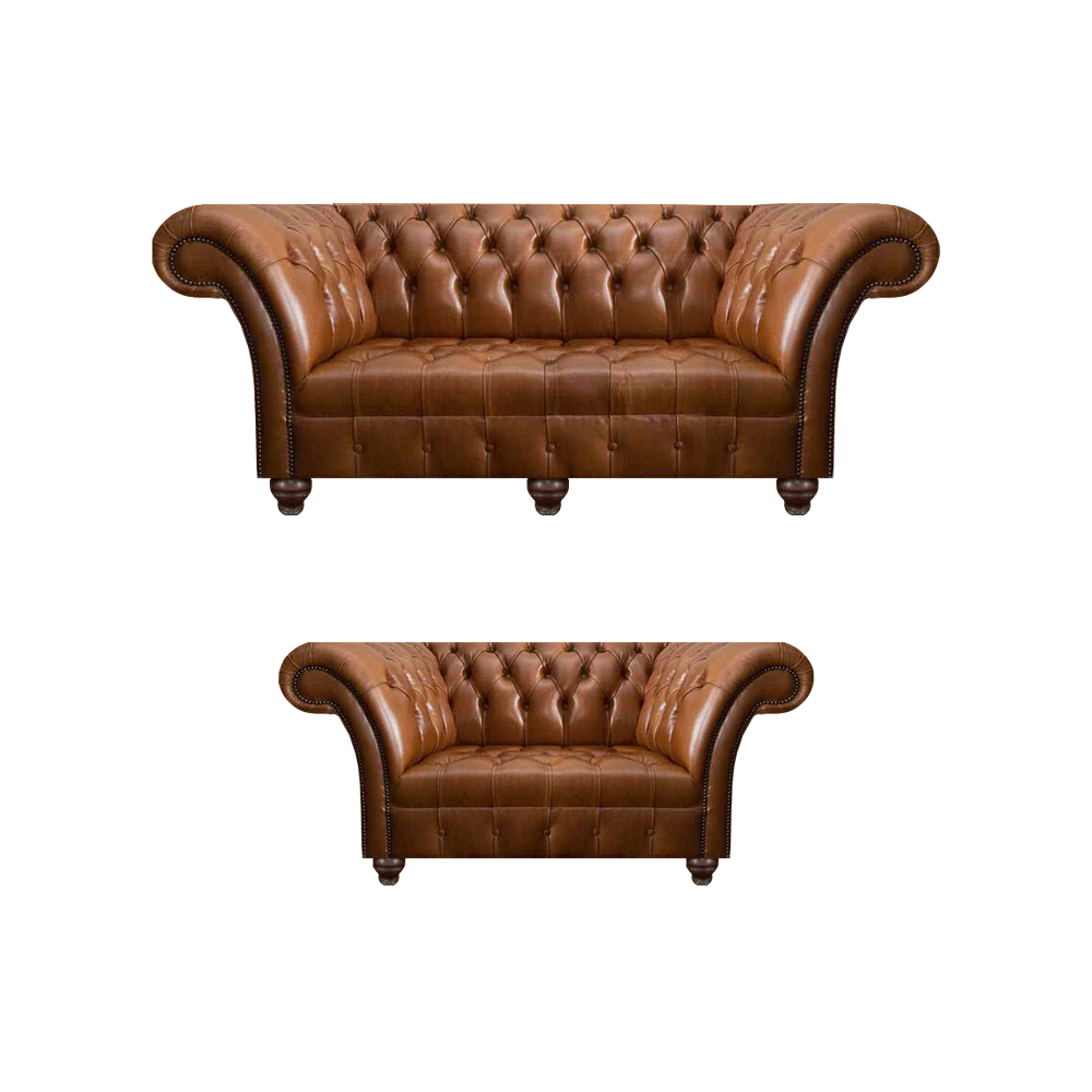 Luxurious brown leather sofa set designer seating furniture 3-seater couch