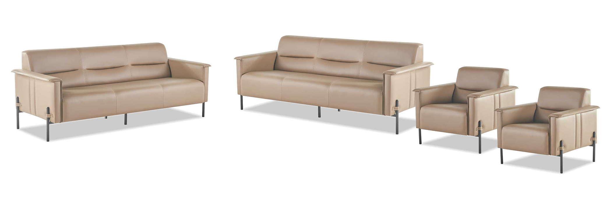 Complete Sofa Set 3-Seater Armchair Leather Sofa Modern Recliner Leather