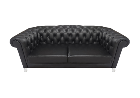 Black Chesterfield Leather Sofa Designer Living Room Upholstered Couch