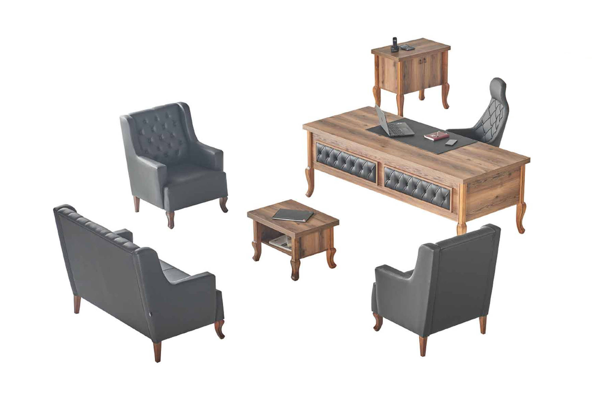 Office desk executive chair sideboard leather sofa set office furniture classic