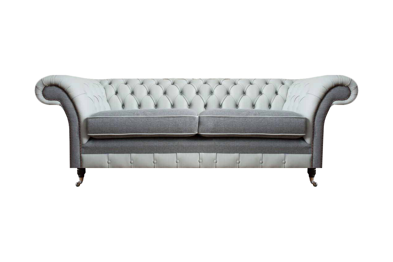 Gray upholstered furniture leather sofa Chesterfield design two-seater sofa couch