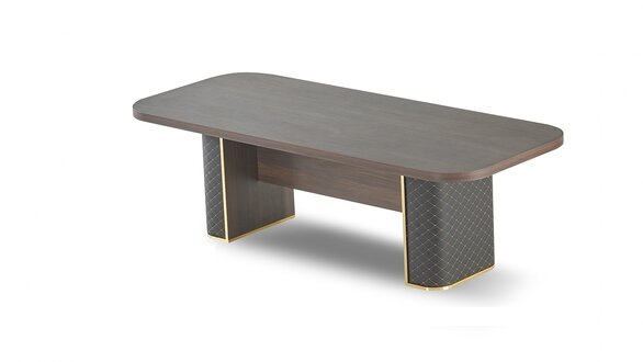 Rectangular Conference Table Brown Black Dark Wood Office Furniture