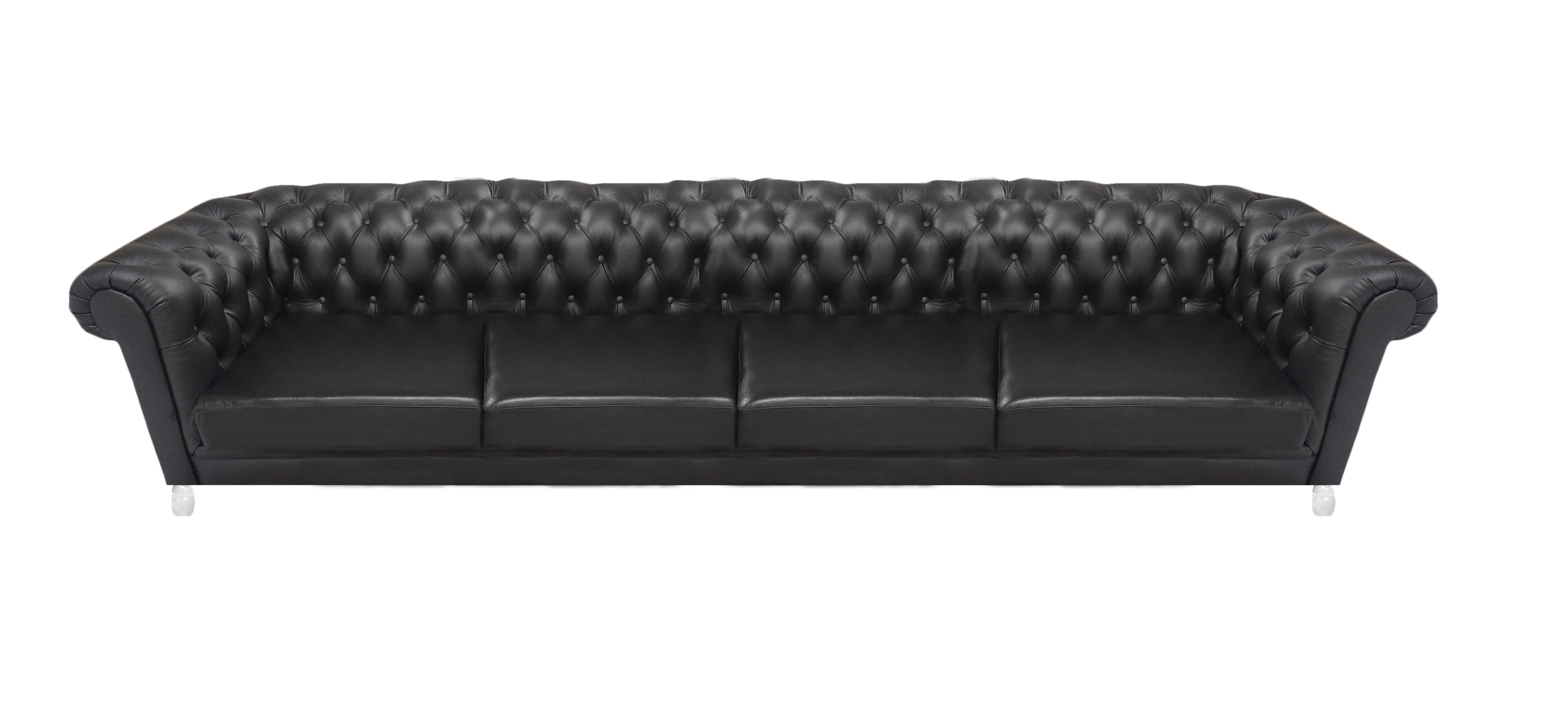 Black Chesterfield Living Room Elegant Upholstered Sofa Designer Leather Couch