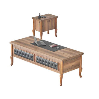 Desk chest of drawers storage brown classic natural home office set