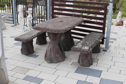 Garden furniture table with 2 benches terrace furniture stone wood garden set immediate