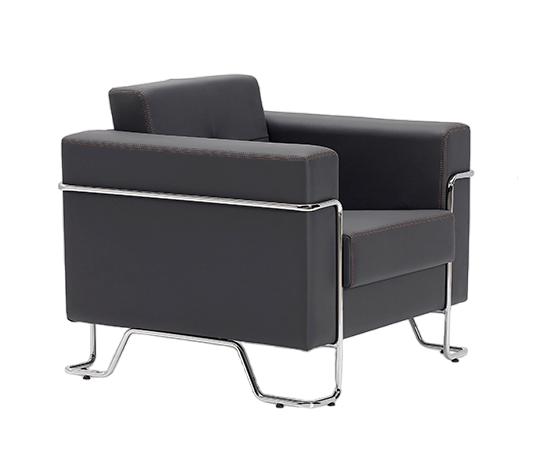Armchair 1-Seater Fabric Couch Design Couch Leather Upholstery Textile Modern Black