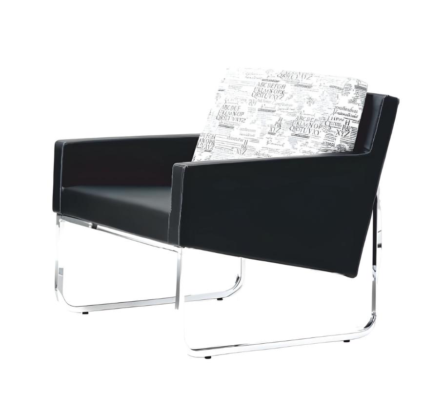Black Armchair 1-Seater Office Furniture Modern Seating Furniture Sofa Leather Sofas Metal