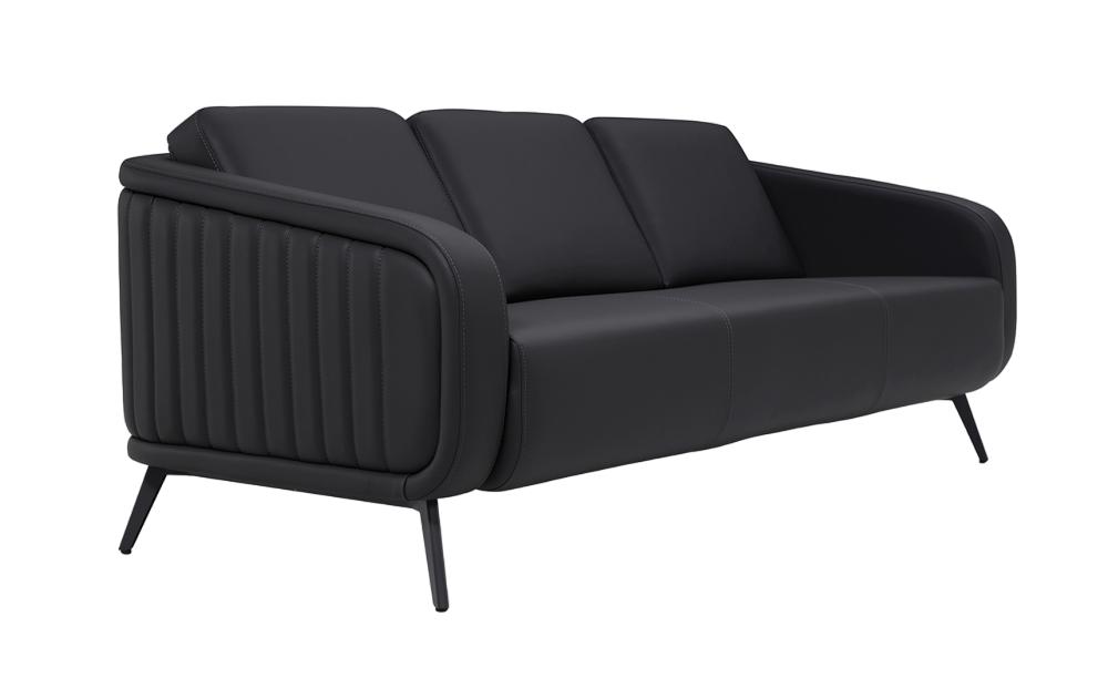 Sofa 3-seater upholstered sofa black textile seating design couch sofas fabric modern