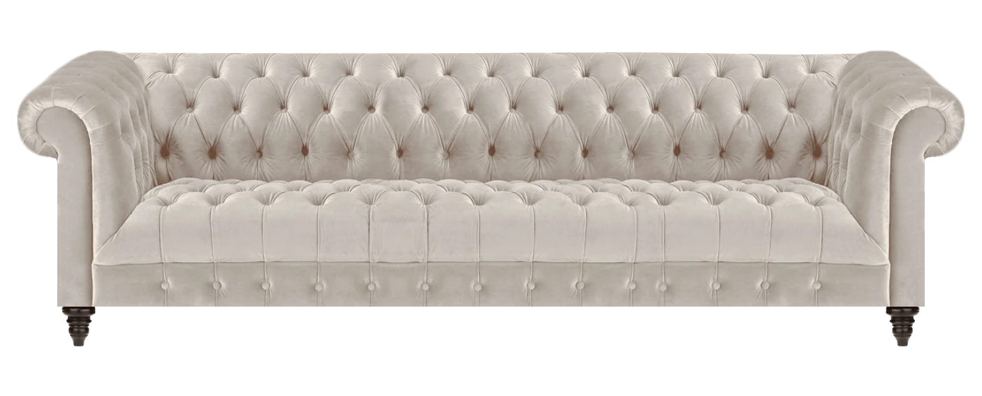 Chesterfield White Textile Four-Seater Designer Upholstered Furniture Elegant Sofa