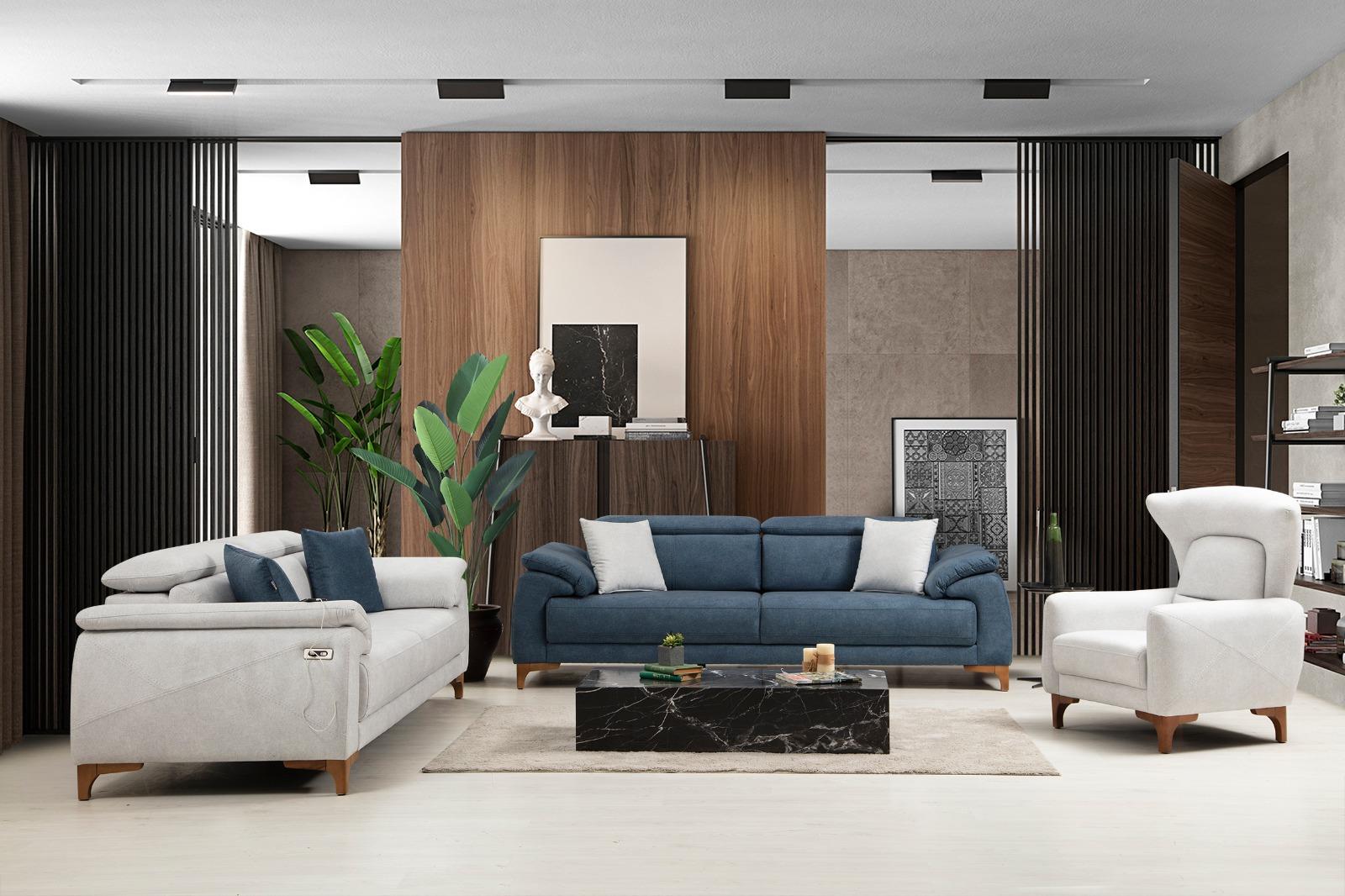 Living Room Set Modern Luxury Upholstered Sofa Furniture 3 pieces Textile New