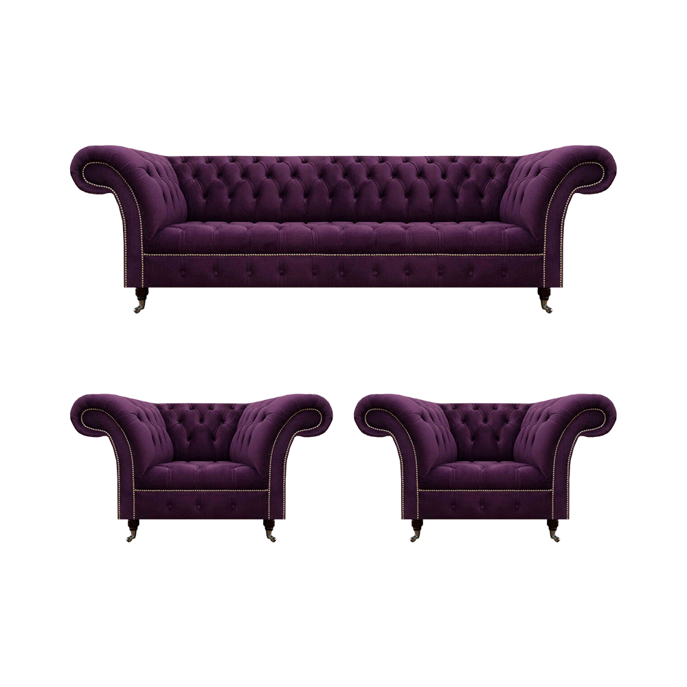 Luxury furniture sofa set couch upholstery 3+1+1 purple textile sofa set