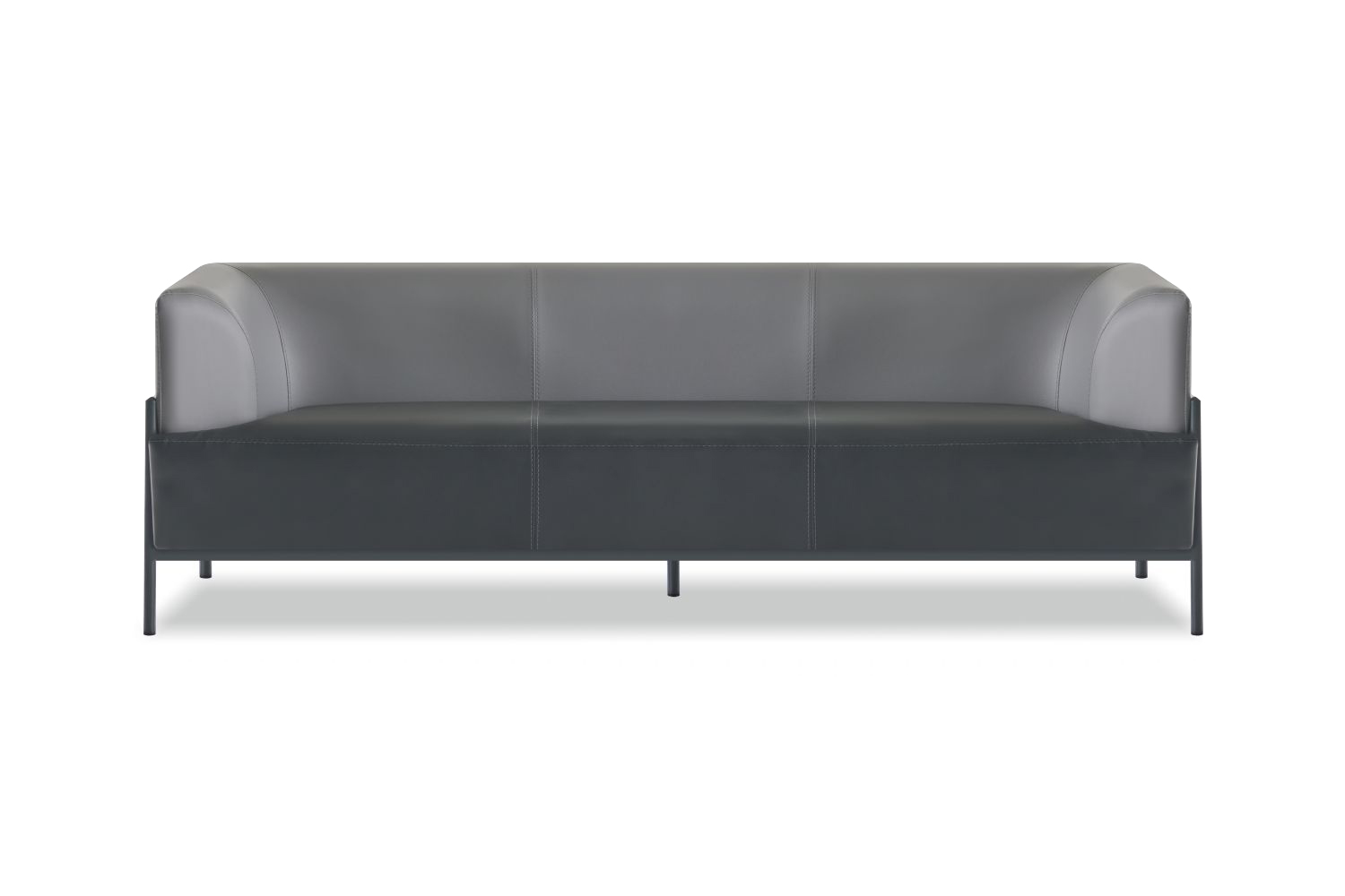 Black office three-seater leather seating furniture universal three-seater