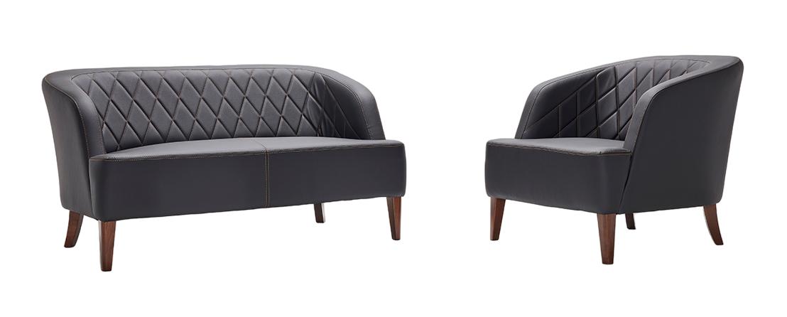 Armchair Design Couch Sofa 2-Seater Leather Lounge Upholstered Luxury Seat Relax