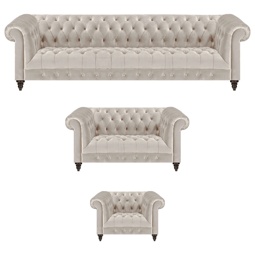 Exclusive Chesterfield White Couch Set Designer Four-Seater Chair