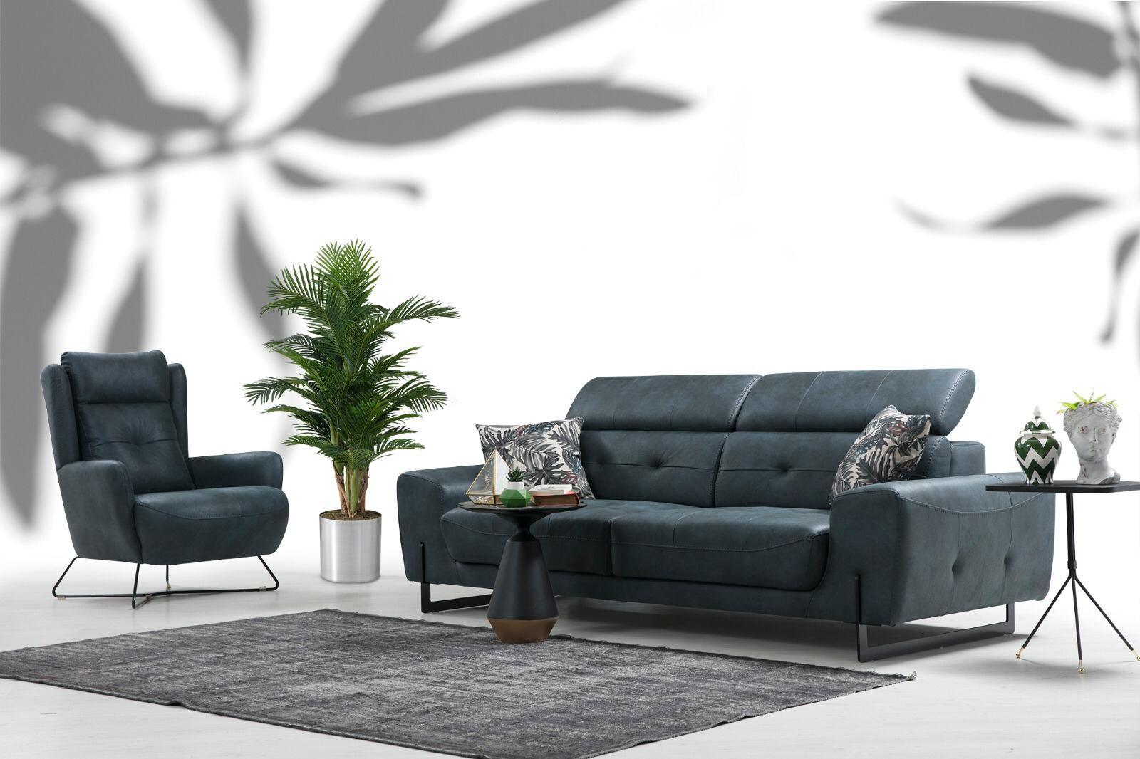 2-piece sofa set, three-seater sofa, couch, living room designer armchair, textile furniture