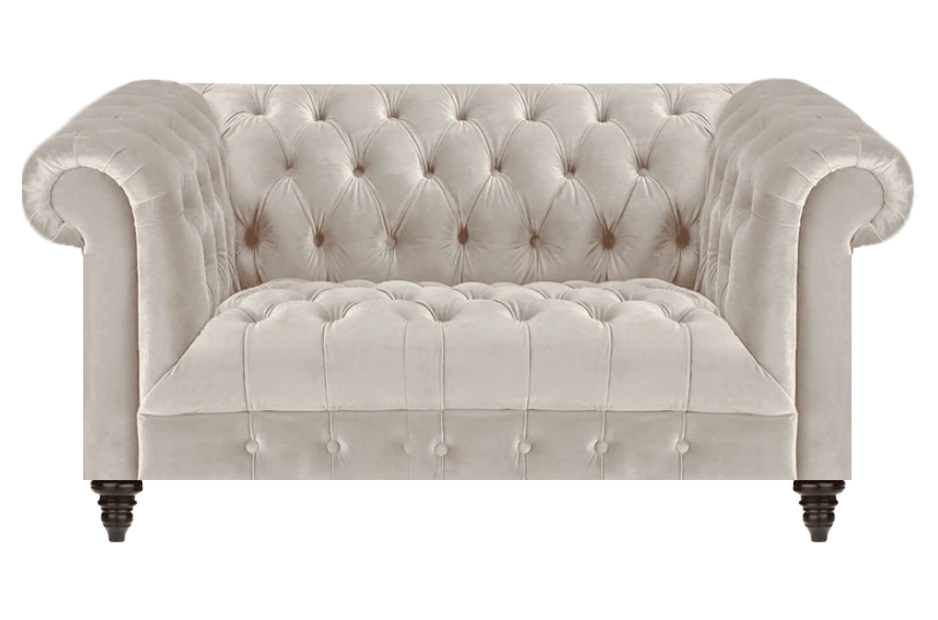 Chesterfield White Fabric Sofa Modern Living Room Two-Seater Luxury Couch