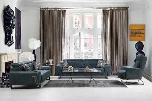 Modern Set 3-piece living room sofa set designer seating furniture upholstered armchair new