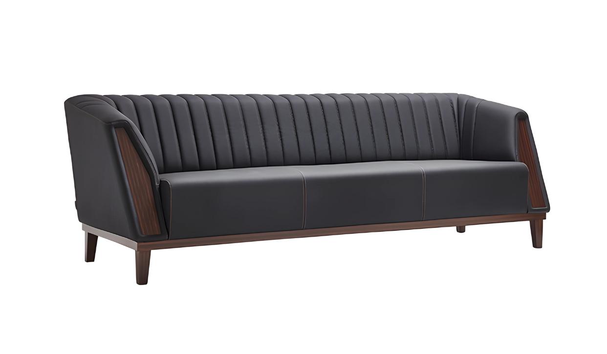 3-seater sofa upholstered leather design luxury textile couch black sofa