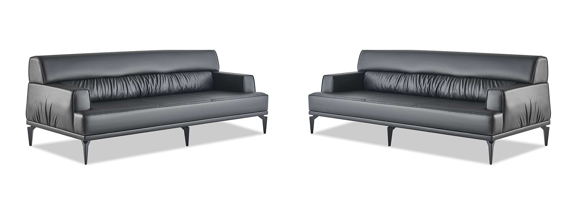 Leather Sofa Set Black 3-Seater Modern Leather Sofas Couch