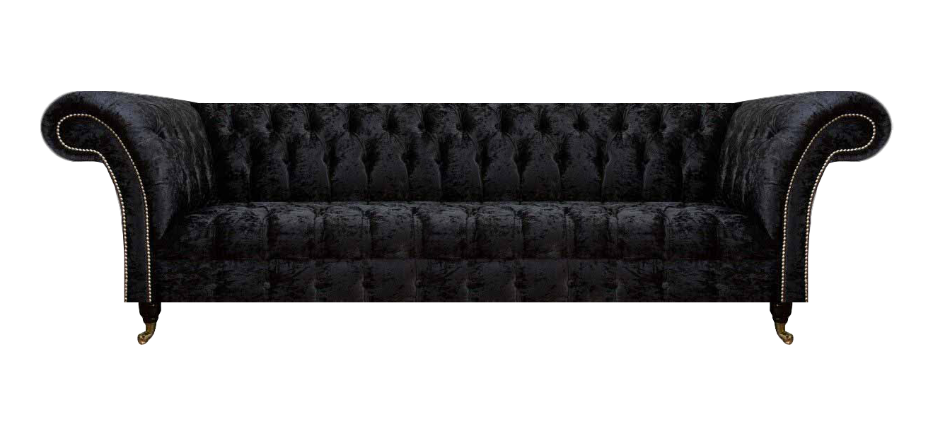 Chesterfield Modern Black Four-Seater Elegant Upholstered Furniture 4-Seater