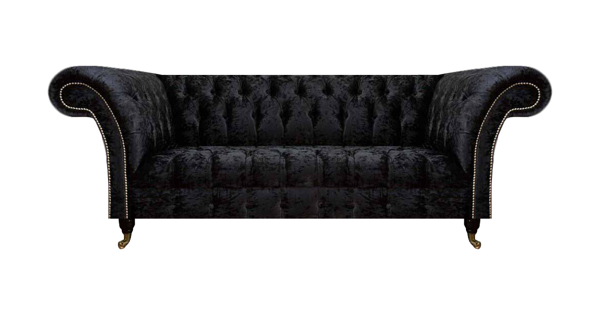 Stylish Chesterfield 3-seater living room fabric sofa designer seating furniture