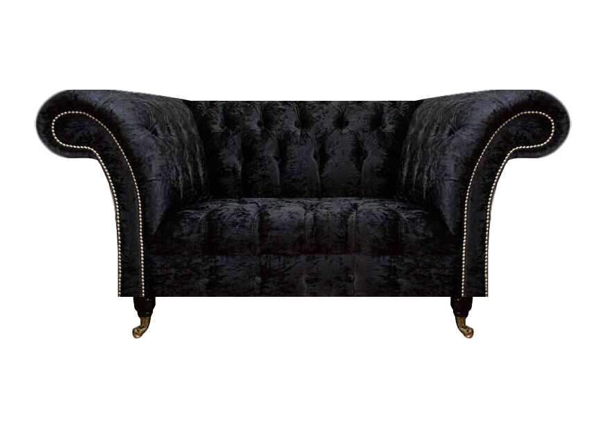 Black Chesterfield two-seater designer living room elegant upholstered sofa