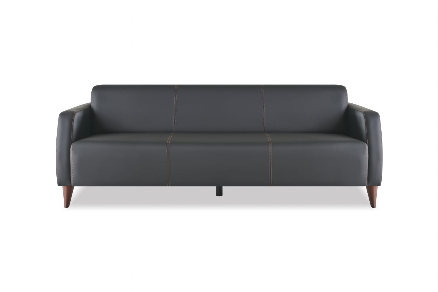 Leather sofa 3-seater black leather wooden modern versatile soft
