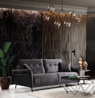 Luxury Modern Three-Seat Sofa Upholstered Textile Furniture Couch New