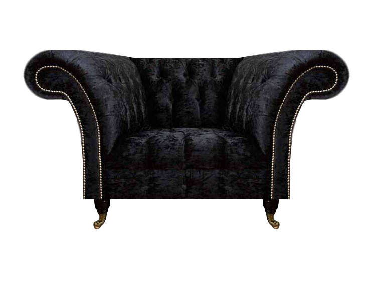 Chesterfield Upholstered Armchair Black Single Luxurious Recliner