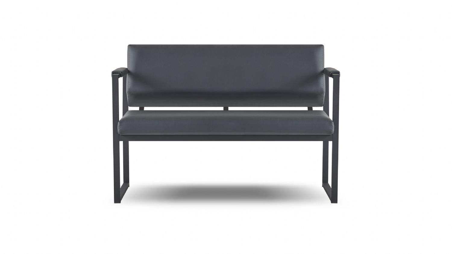 Black faux leather two-seater luxurious office seating furniture