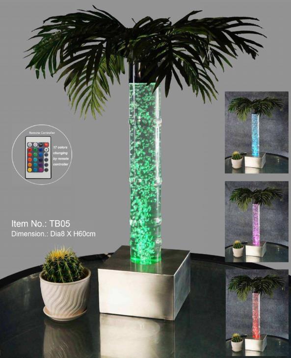 LED Design Sparkling Water Column 60cm Illuminated Water Column Table Palm Plant