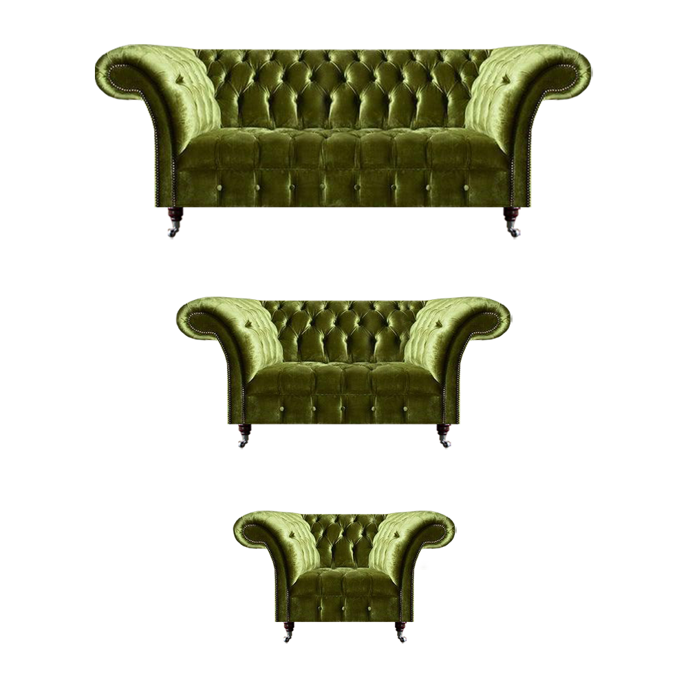 3-piece Sofa Set Luxurious Modern Textile Chesterfield Living Room