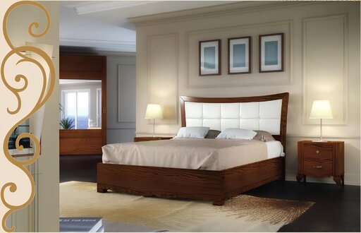 3-piece bedroom furniture set: bed, nightstand, beds, group of beds, wooden furniture.