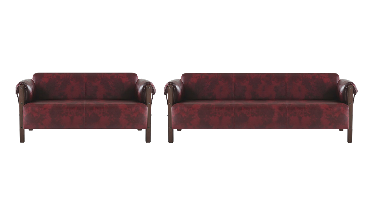 Couch Ledesofas 3-Seater 2-Seater Bordeaux Modern Style Leather Wood Set