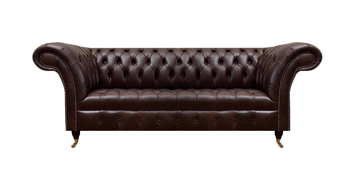 Dark brown three-seater designer living room couch luxurious 3-seater