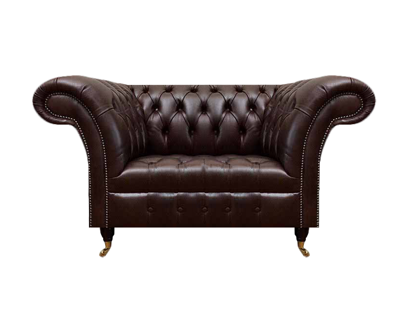 Dark brown Chesterfield leather armchair living room faux leather single seat