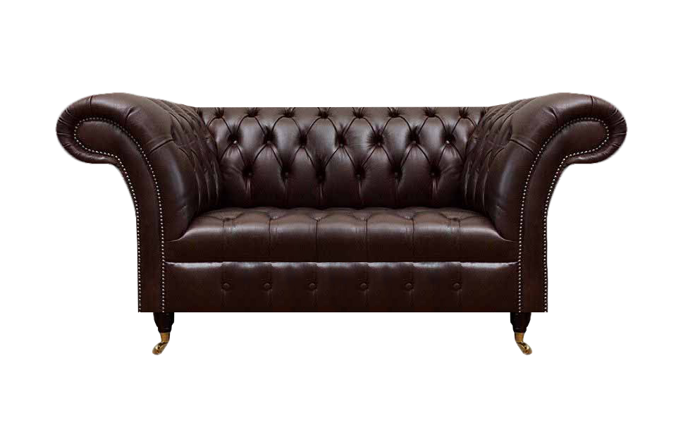 Brown Chesterfield leather sofa designer faux leather couches two-seater