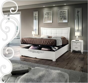 3-piece bedroom set, bed, bedside table, double wood, modern group beds
