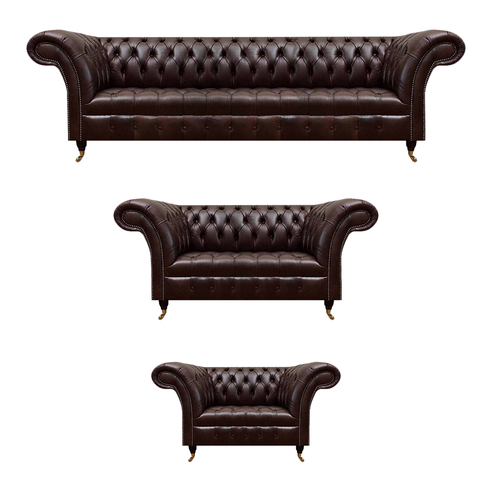 Brown Chesterfield leather sofas designer three-seater four-seater armchair