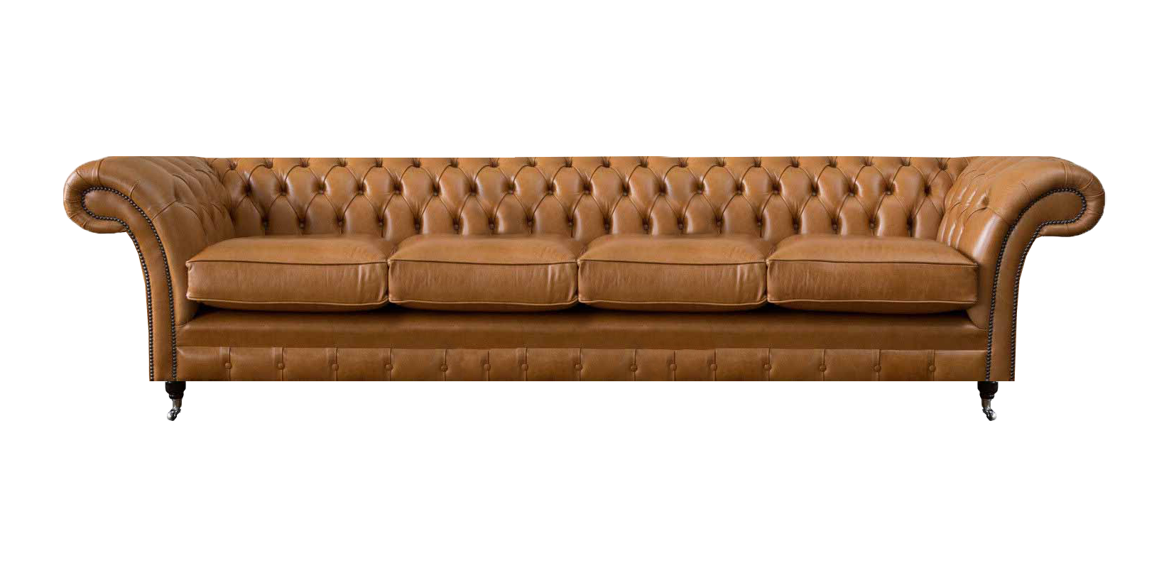 Living Room Luxurious Brown Sofa Big 4 Seater Design Chesterfield Leather Sofa
