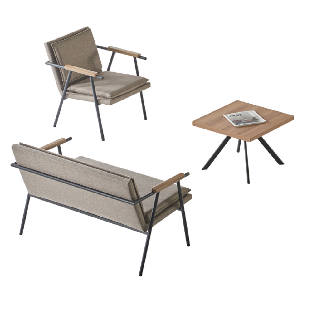 Gray Office Set Modern 2-Seater Luxurious Armchair Office Furniture