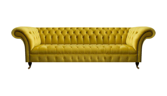 Chesterfield Yellow Four-Seater Designer Upholstered Furniture Living Room Couch