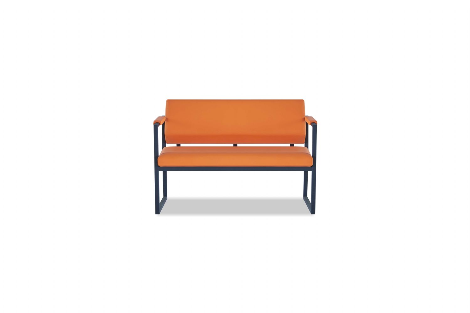 Office 2-seater designer waiting room bench elegant indoor leather benches