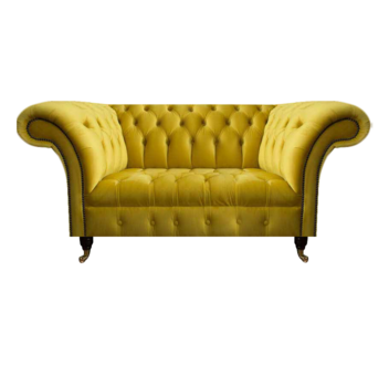 Modern Chesterfield furniture yellow two-seater designer fabric sofa